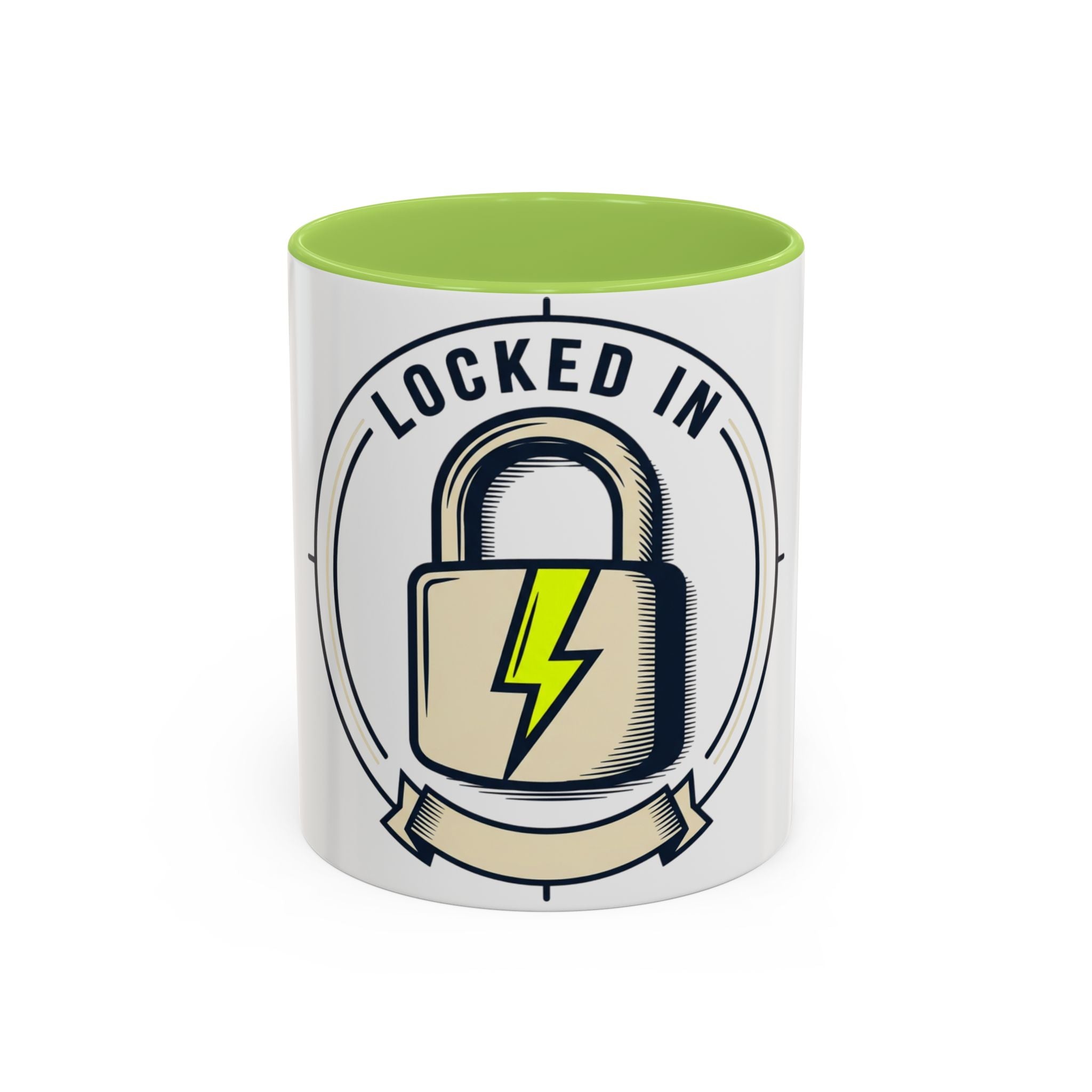 Locked In Accent Coffee Mug — 'Locked In' Motivational Coffee Cup (11/15oz)