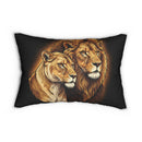 Lion and Lioness Lumbar Pillow - Regal Wildlife Decorative Accent