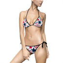 Patriotic Star Print Bikini — Women's Tie-Side Swimsuit (Red, White & Blue)