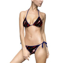 Red Lightning Pattern Bikini Swimsuit — Women's Triangle Tie-Side Swimwear