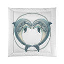 Dolphin Heart Comforter - Nautical Sea Life Bedding