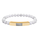 Engravable Natural Stone Bead Bracelet — Stretch Bar Personalized Bracelet