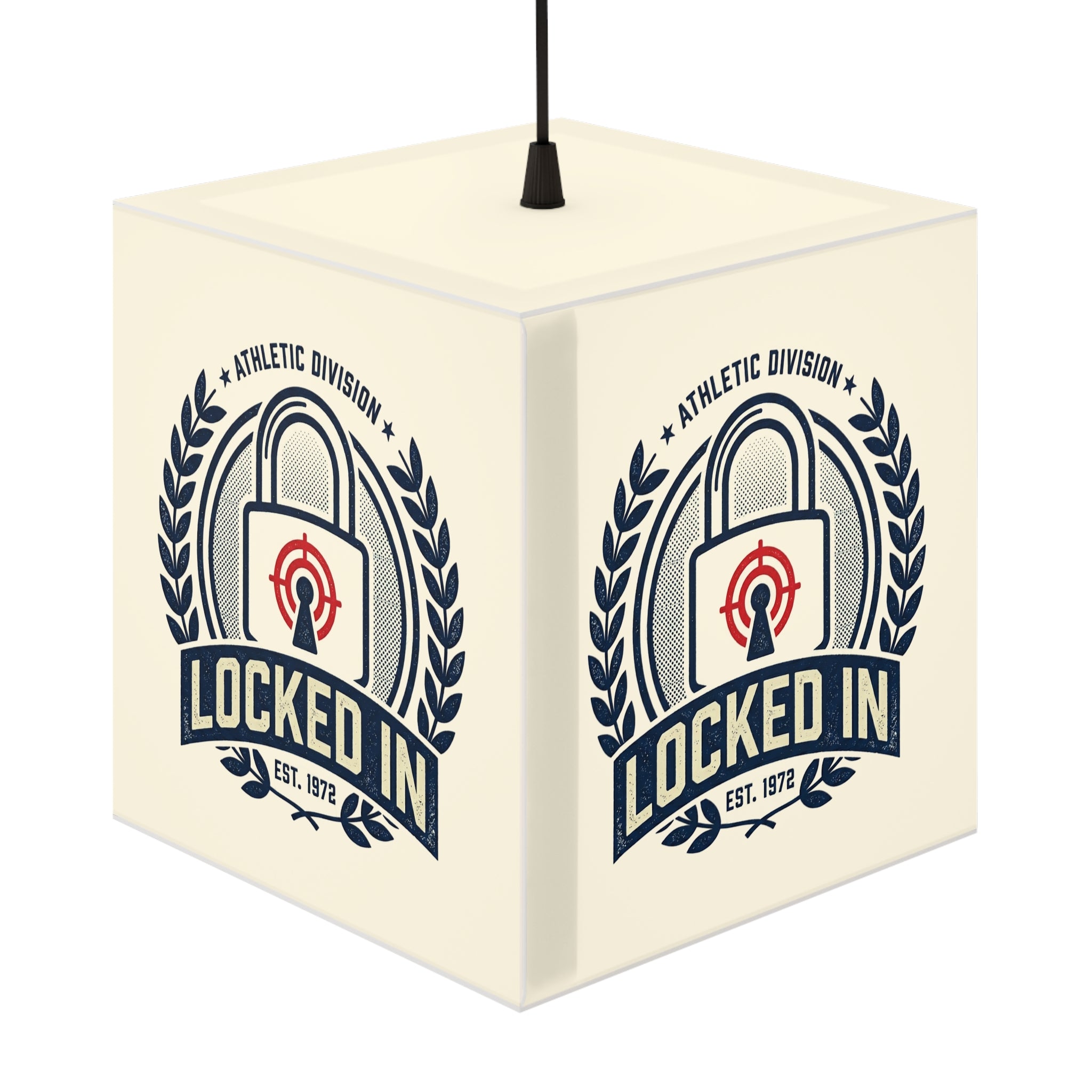 Light Cube Lamp — "Locked In" Athletic Badge Ambient Night Light