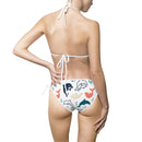 Dolphin Pattern Tie-Side Bikini — Nautical Summer Swimwear