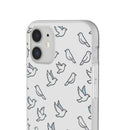 Dove Pattern Flexi Phone Case — Minimal White Bird Protective Case