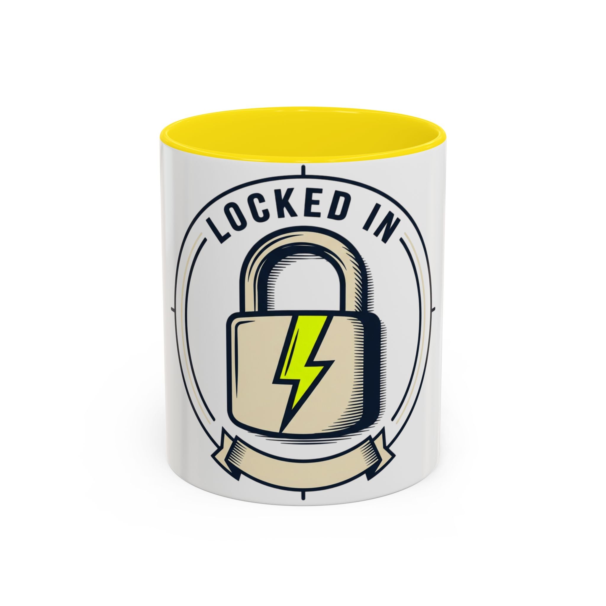 Locked In Accent Coffee Mug — 'Locked In' Motivational Coffee Cup (11/15oz)