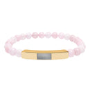 Engravable Natural Stone Bead Bracelet — Stretch Bar Personalized Bracelet
